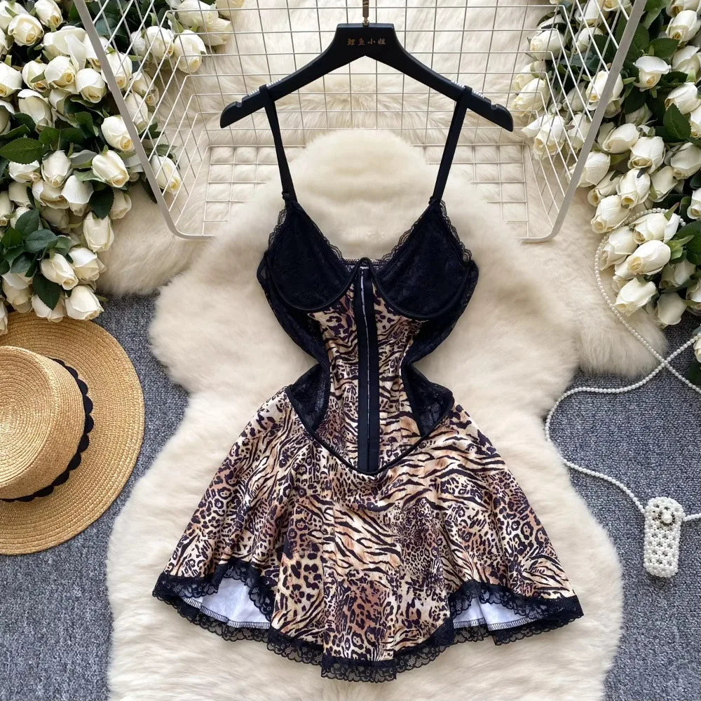 white christmas dresses Kalina Leopard Print Strapless Corset Dress, M main image 1