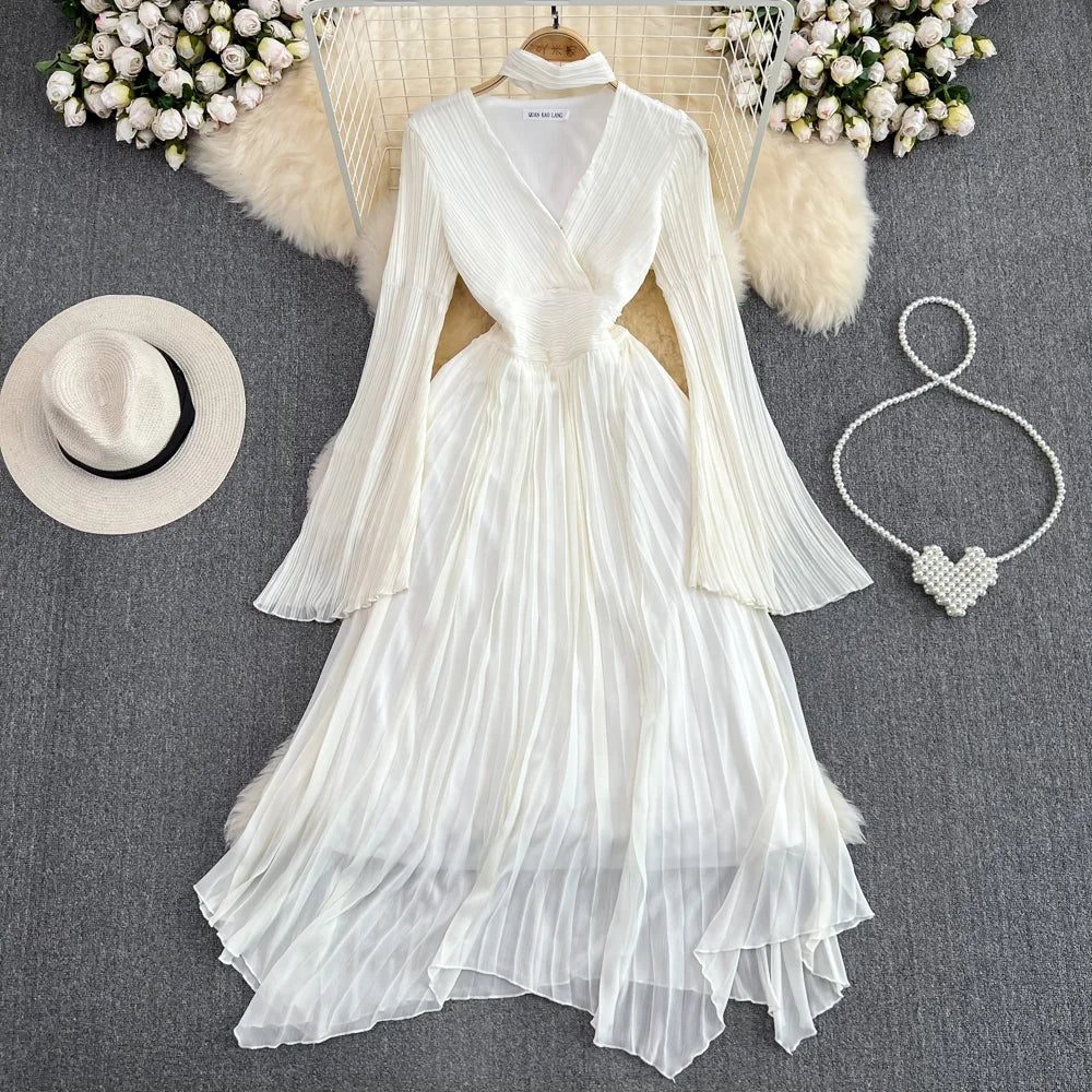 romantic flowy white dress Ladivine CD0192W Chiffon Long Sleeve Bridal Gown, Off White / 2XL main image 1