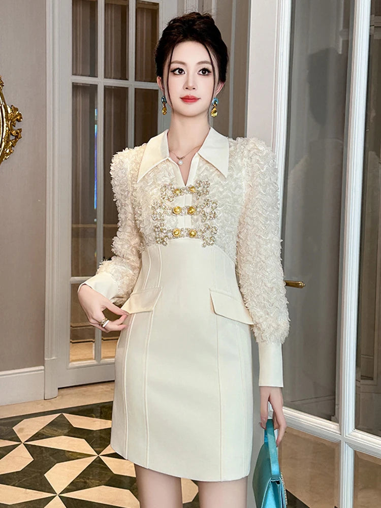 fitted lace wedding dress Lucy White Long Sleeve Mini Dress - US 16 main image 0