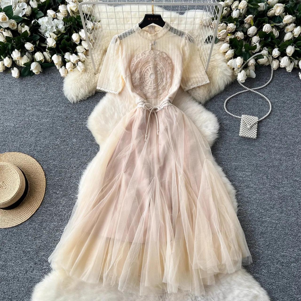 lace up tube dress Eyelet Lace Tube Dress White / M main image 1