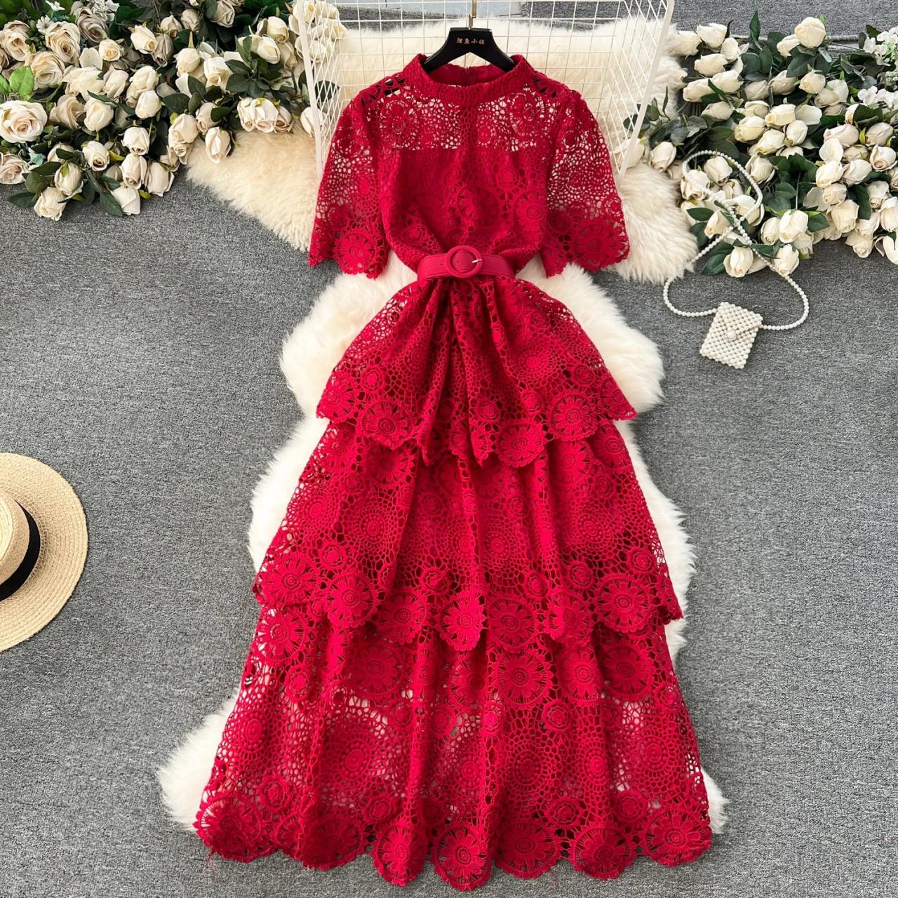 short satin dress Satin Short Dress With Scoop Neck And Lace-Up Knot Back