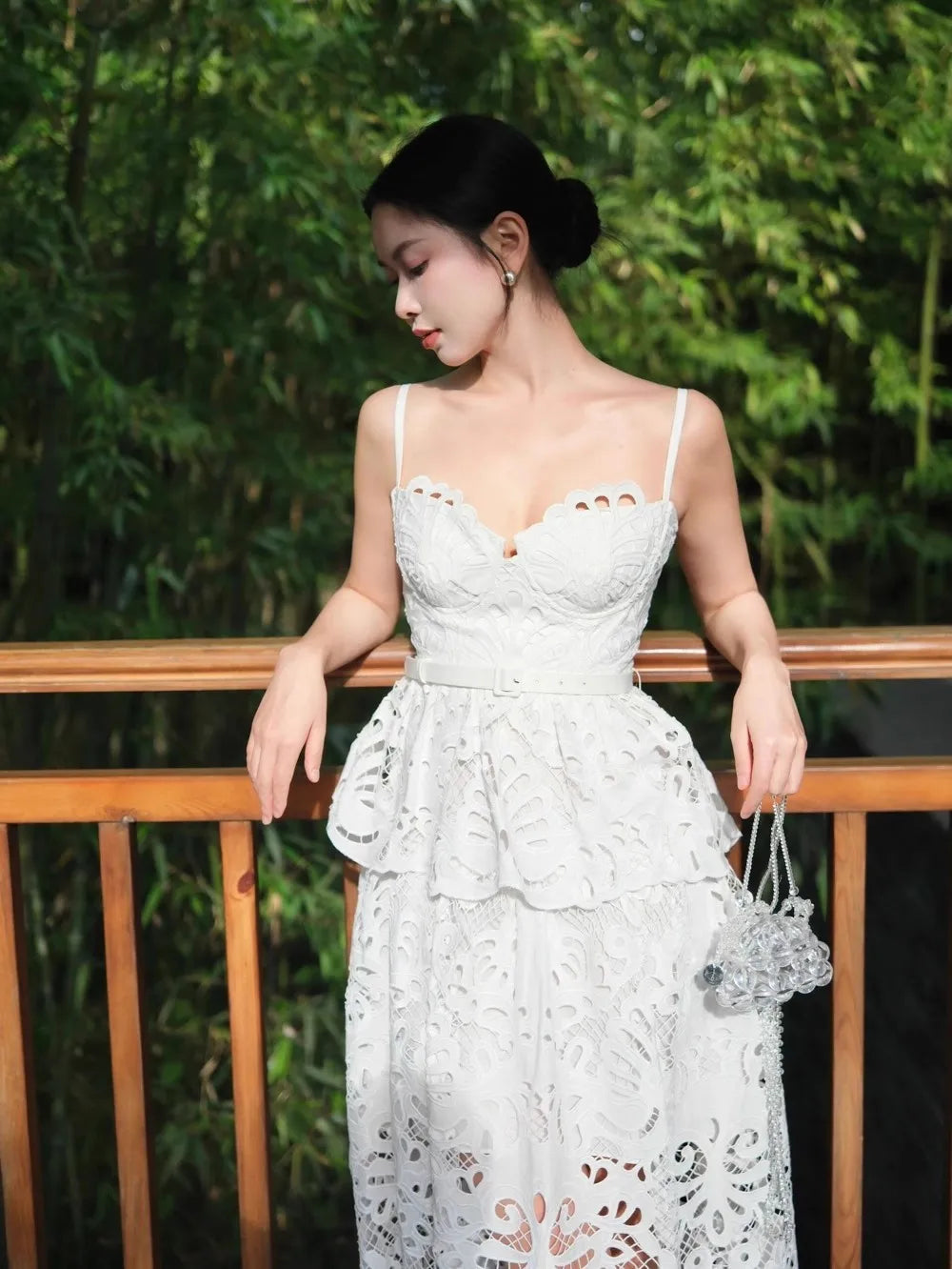 open lace back dress Selena Gomez Ivory 2015 Indulgence Summer Party Dress