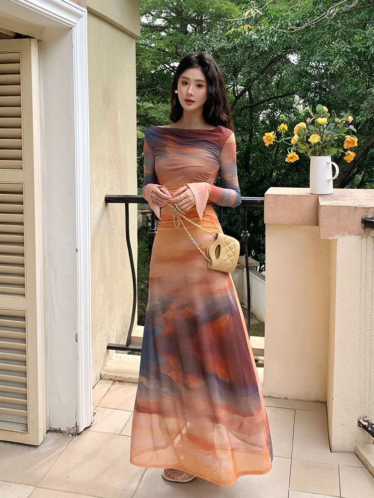 mesh multicolor dress Alicia Printed Mesh Dress - Multicolor