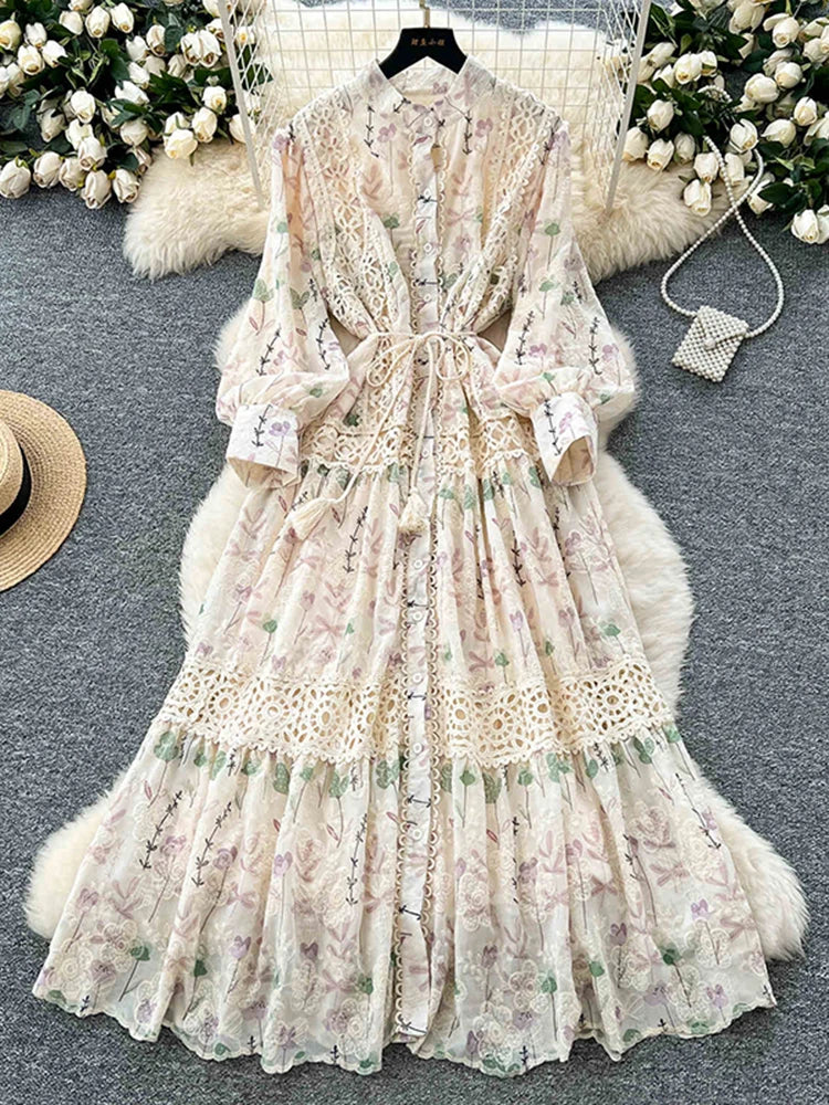 lace button front maxi dress Plus Size - Maxi Lace Button-Front Dress