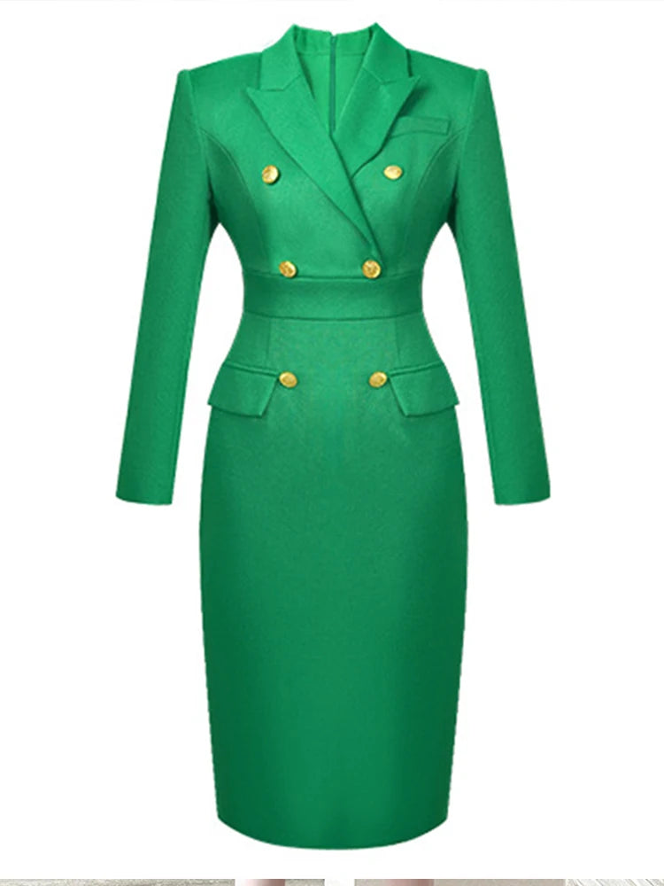 blazer dress green Teal Button Front Long Sleeve Blazer Dress – AX Paris