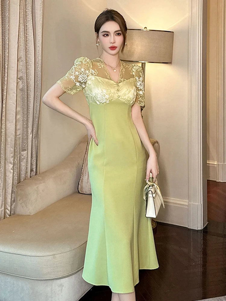 lime green lace dress PRETTYGARDEN Women's Floral Maxi Dress Summer Outfits Spaghetti Strap