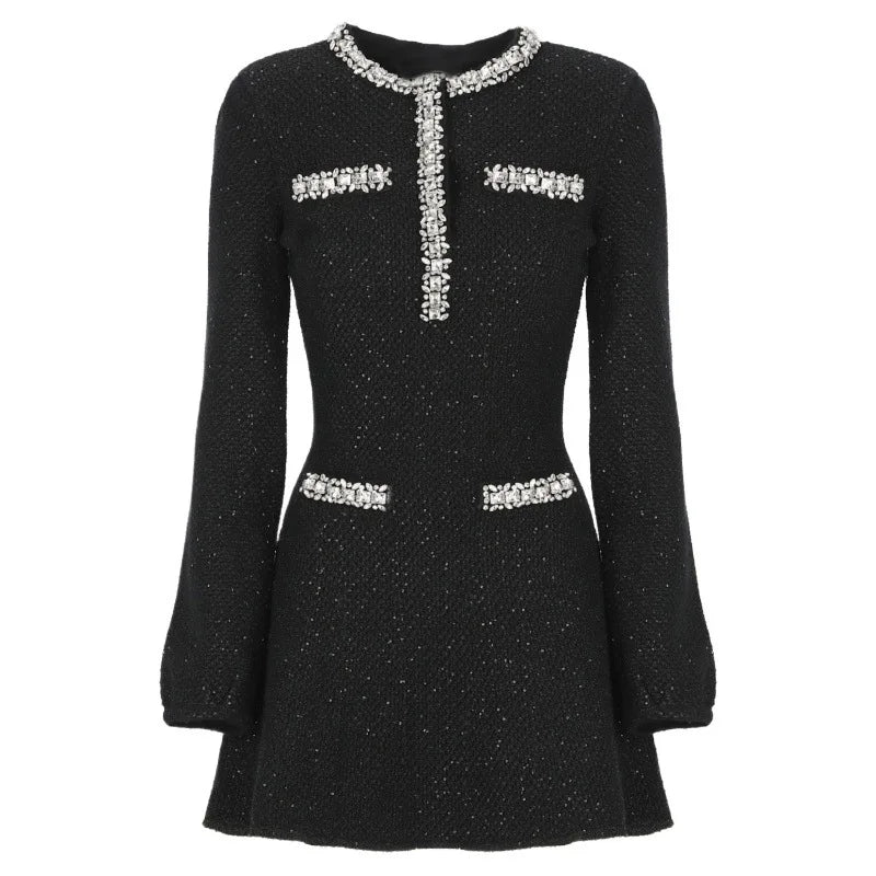 black beaded trim for dresses Fleur de Rêve Handmade 3D Flower Ivory Mini Dress