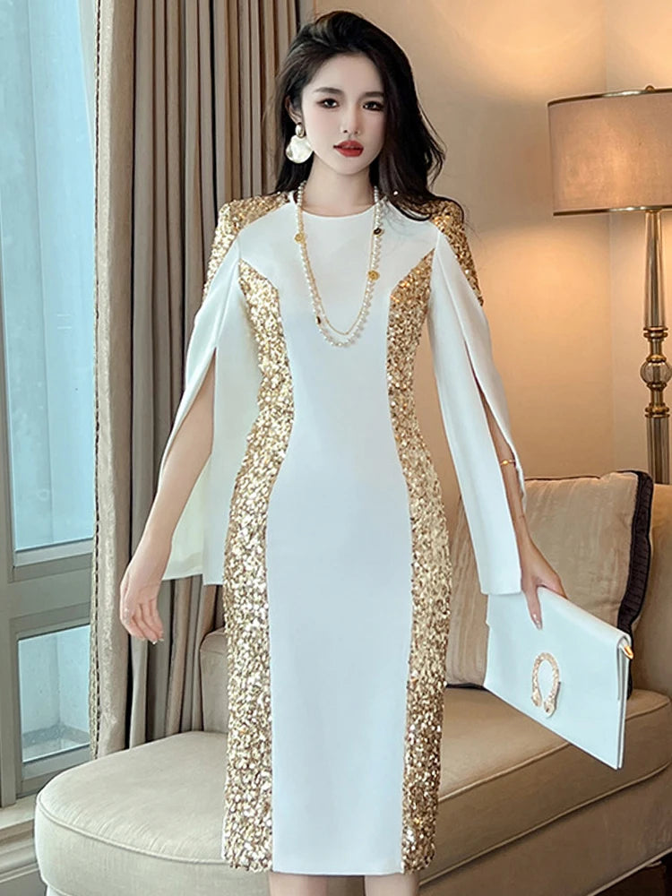 fitted lace wedding dress Long Sleeve Short Sequin Sylvia Hoco Dress main image 1