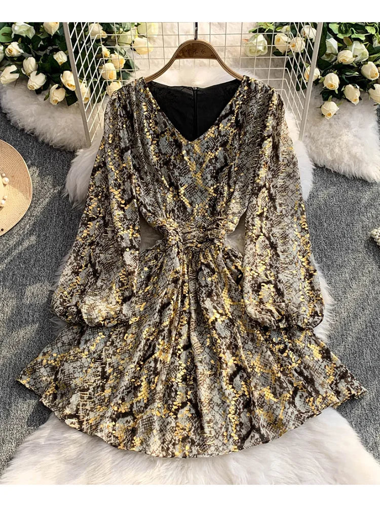 snakeskin print long sleeve dress MISSGUIDED Long Sleeve Snakeskin Print Maxi Dress With Ruched  DetailMISSGUIDED