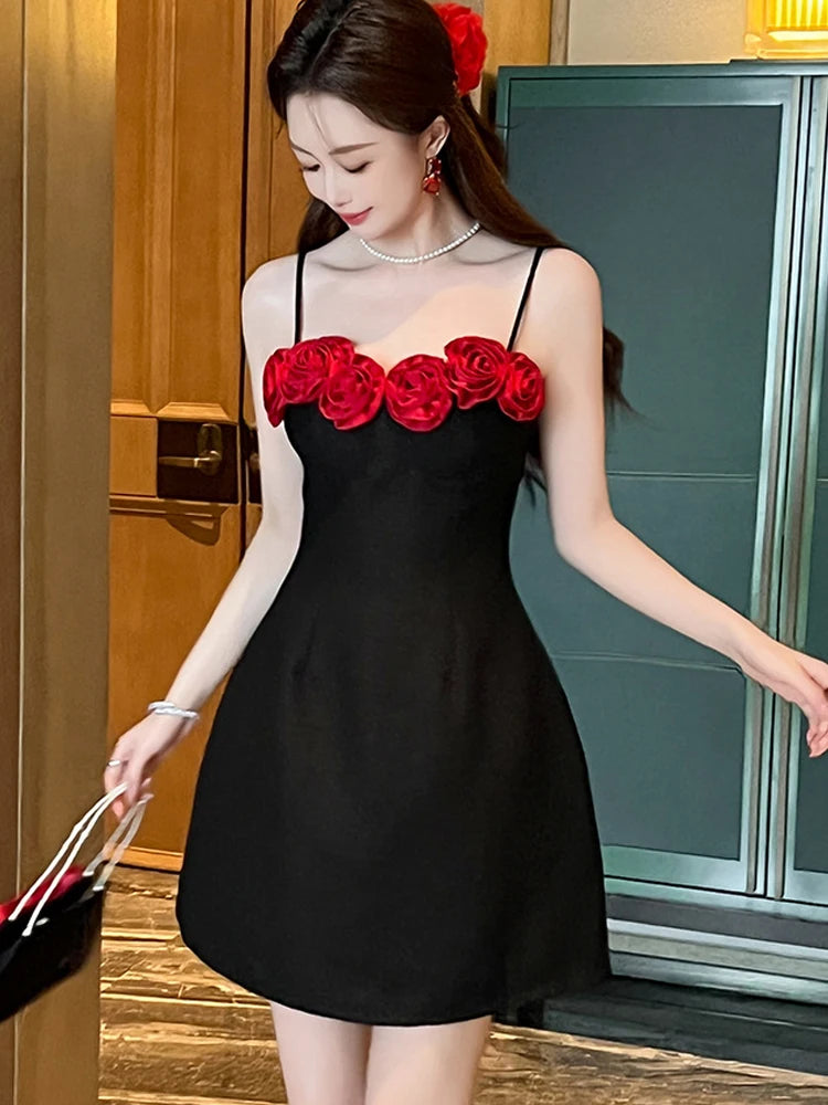 open lace back dress Nellie Maxi Dress Black/Red Floral main image 1