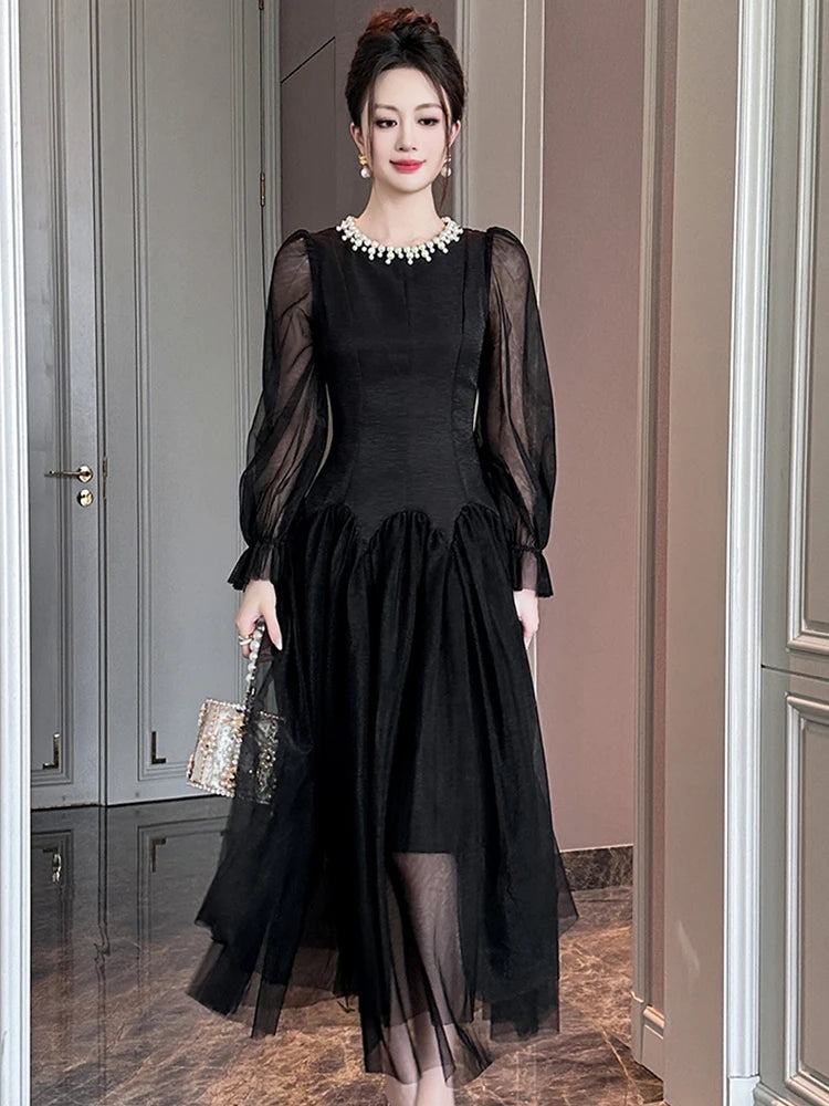 black sequin short dress long sleeve Demure Long Sleeve Open Back Dress Sequin Black