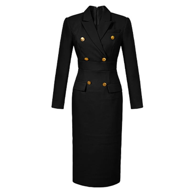 Double-breasted Black Blazer Dress With Gold Buttons on Luulla