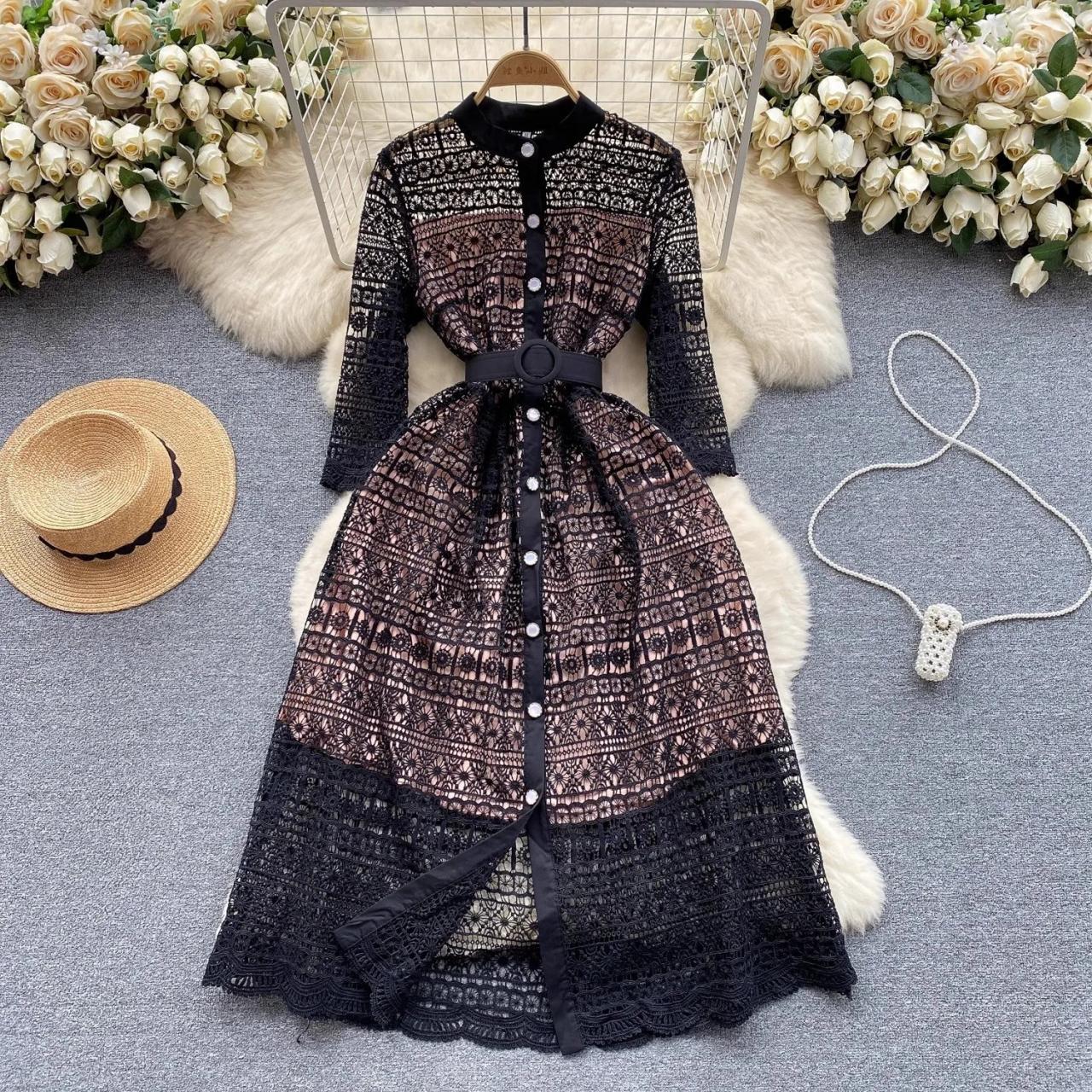 dress with lace overlay pattern A-Line Lace Dress 03/2016