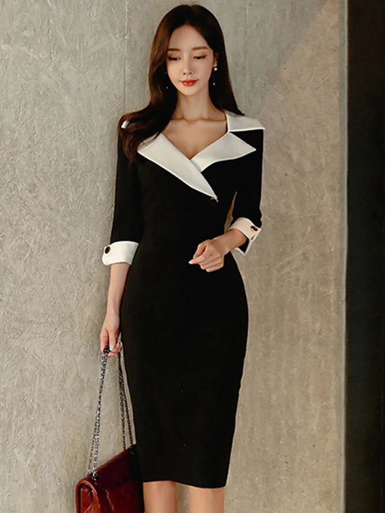 black dress with three quarter sleeves Adrianna Papell Floral Embellished Shift Dress main image 1