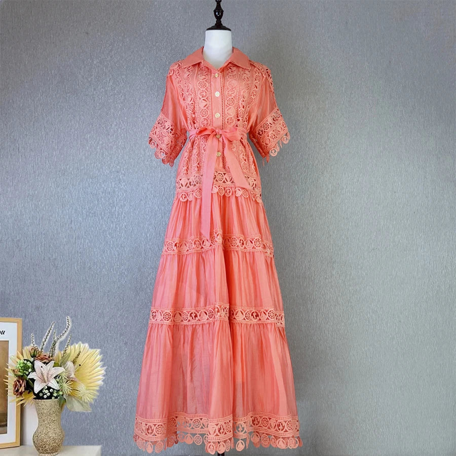 knee length dresses for ladies Primavera Couture Fitted Ruffle Skirt Prom Dress 4507 Neon Pink / 16 main image 1
