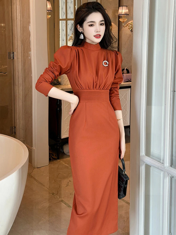 fitted lace wedding dress Rust Orange Cap Sleeve Maxi Dress - All Dresses