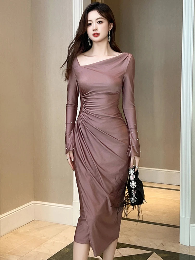 womens summer party dresses Sexy Sleeveless Round Neck Thigh-high Slit Ruche – Mega Mart Center Pattern Walkthrough – Backless and other occasions Size:Custom Size(leaving a note) Caastle