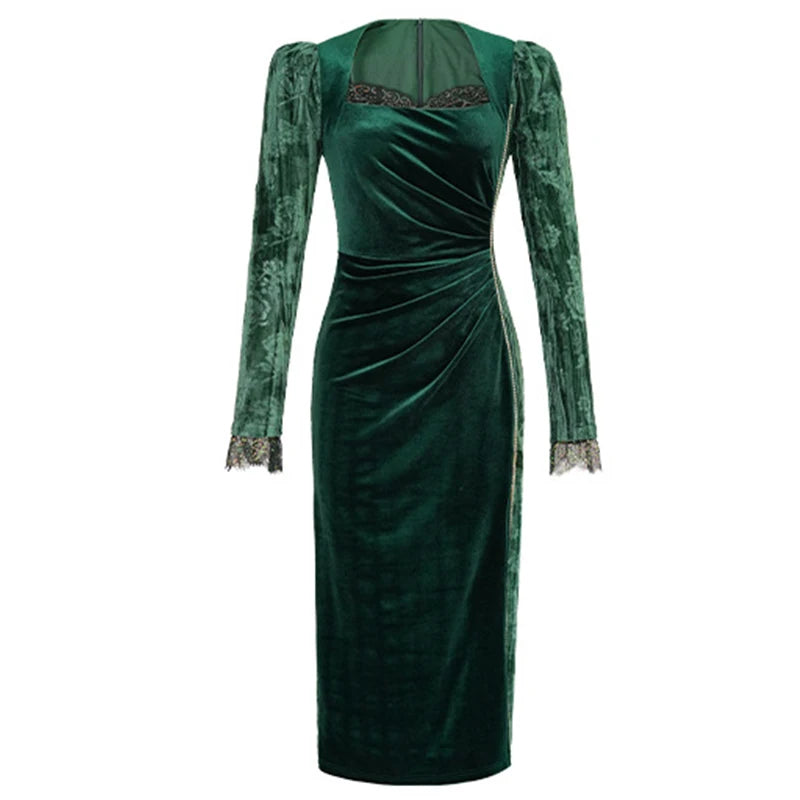 emerald green velvet dress uk Emerald Green Velvet Long Sleeve Mini Dress main image 1