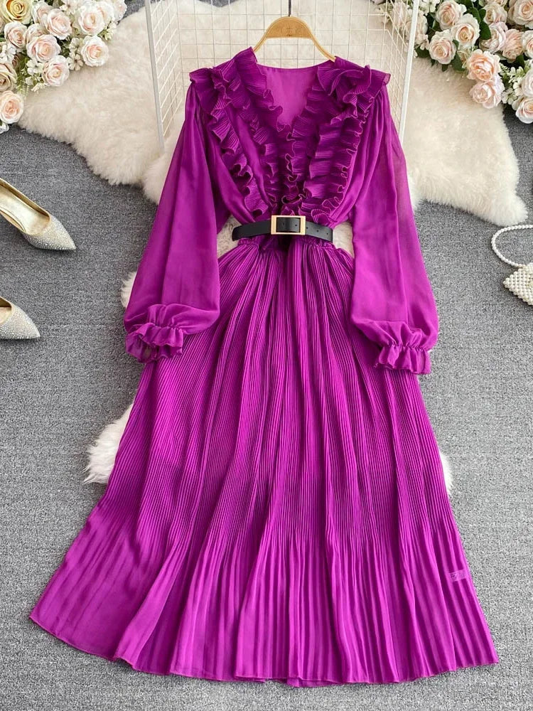 purple belted dress Dresses By Nubiano Elegant Church Dress 100311 Purple  Women's Special  Occasion Dress