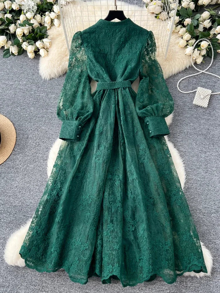 green balloon sleeve dress Balloon Sleeve Dress main image 0