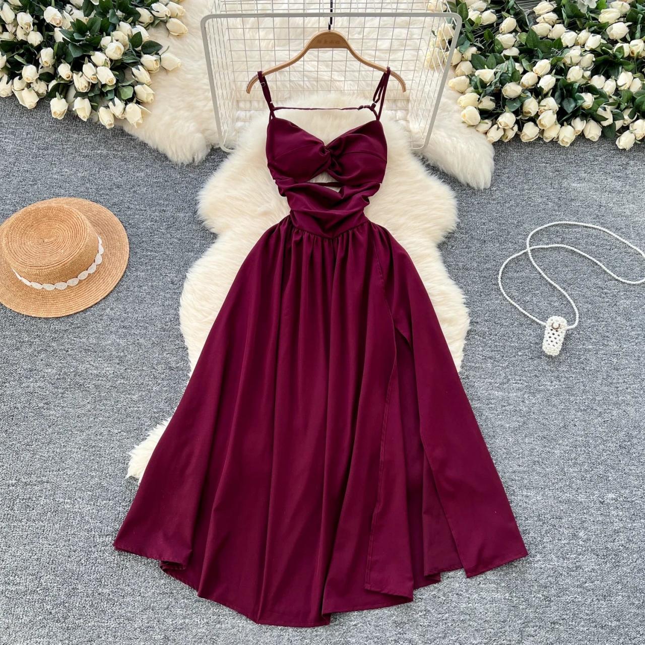 burgundy spaghetti strap dress Zapaka Women Burgundy Velvet Long Holiday Dress Mermaid Corset Spaghetti Straps Formal Dress with Slit, Burgundy / US16 main image 1