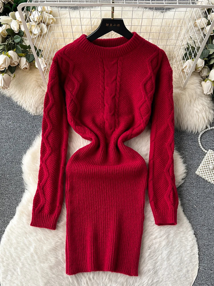 fitted lace wedding dress Cable-Knit Turtleneck Sweater Dress main image 1