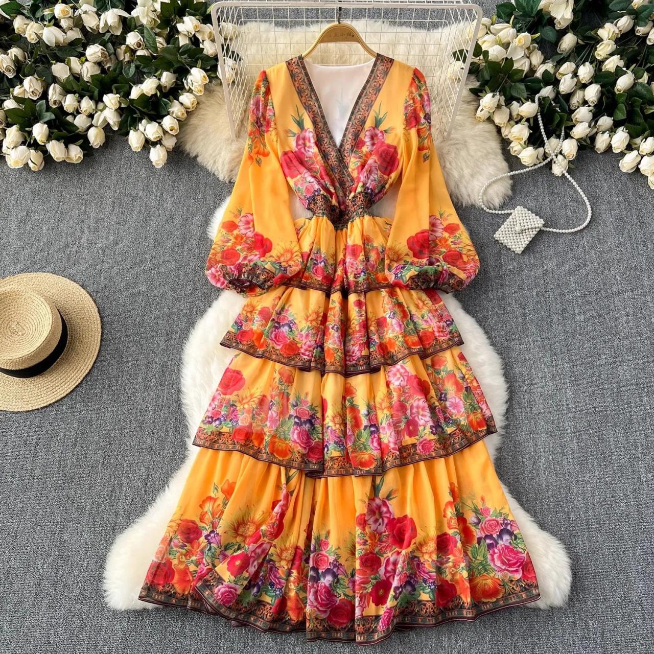 maxi ruffle dress for women Papaya Ruffle Summer Dress