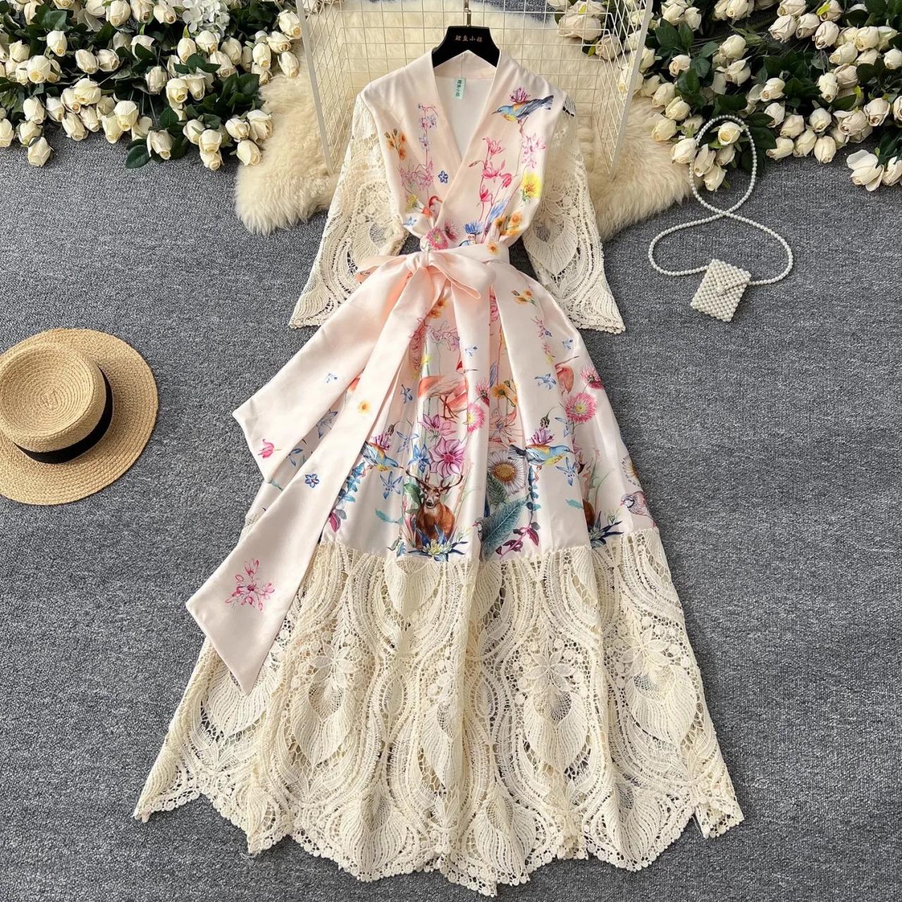Floral Lace Kimono Robe With Intricate Embroidery on Luulla