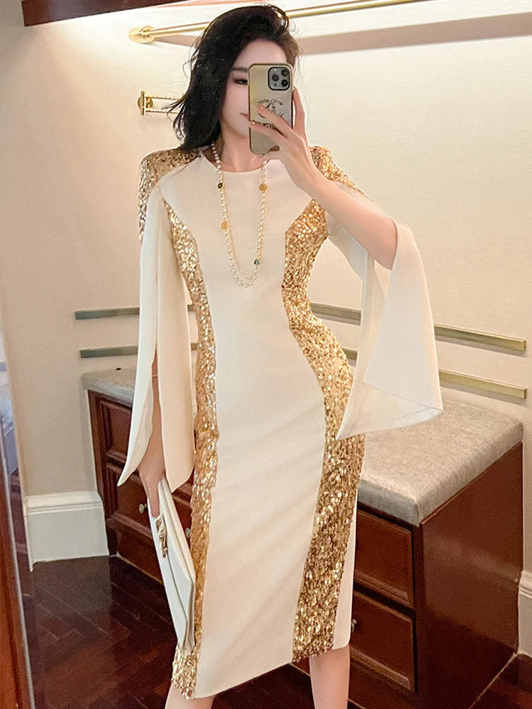 white and gold new years dress Rose Gold Satin Mermaid Strapless Long Cheap Custom Side Slit Bridesma –  MarryLover