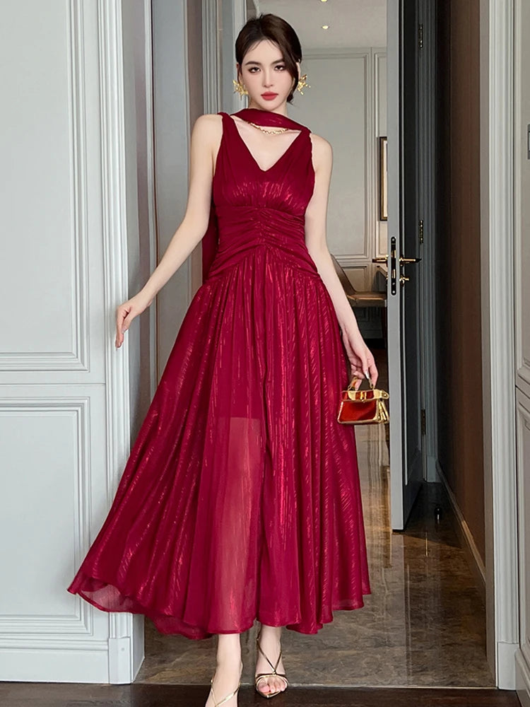 red chiffon formal dress V Neck Red Chiffon Long Prom Dress Split Evening Dress,WP255 – winkbridal
