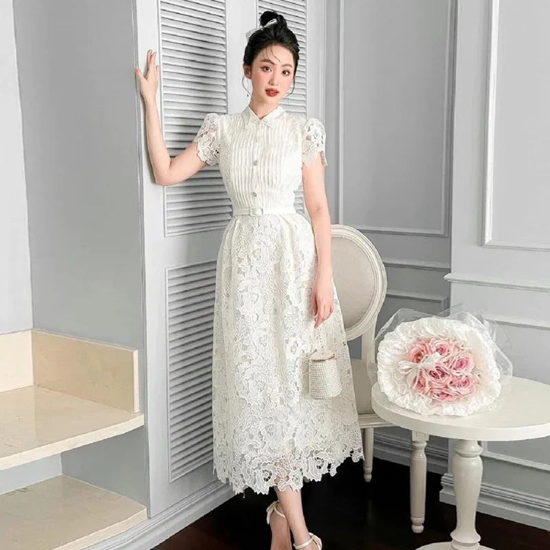 knee length dresses for ladies Cream Crinkle Textured Cap Sleeve Midi Dress