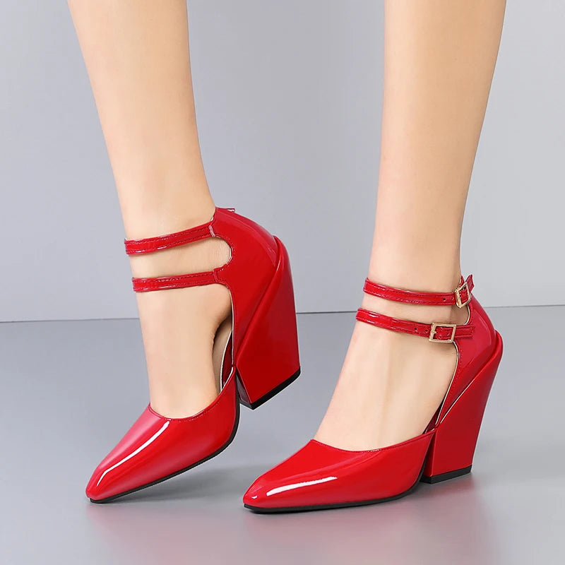 red strappy dress shoes Bella Belle Women's Crystal Embellished Zip-Up Red Strappy Heels